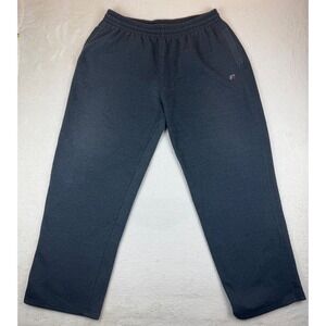 Russell Athletic Mens 2XL Charcoal Grey Fleece Sweatpants Open Bottom Joggers